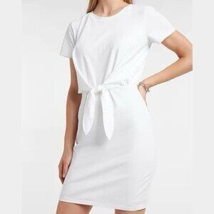 EXPRESS White Tie-FrontT-shirt Mini Tee Dress